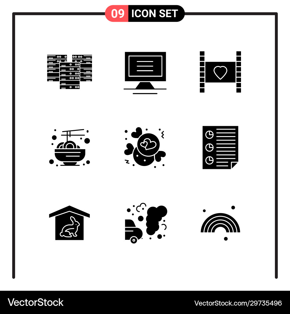 Set 9 solid style icons for web and mobile Vector Image