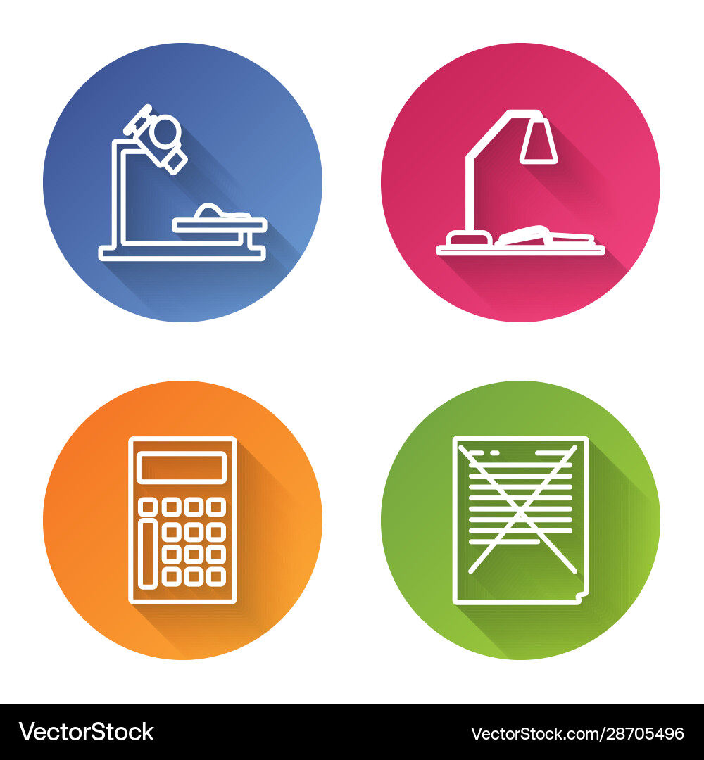 Set line microscope workplace with table lamp Vector Image
