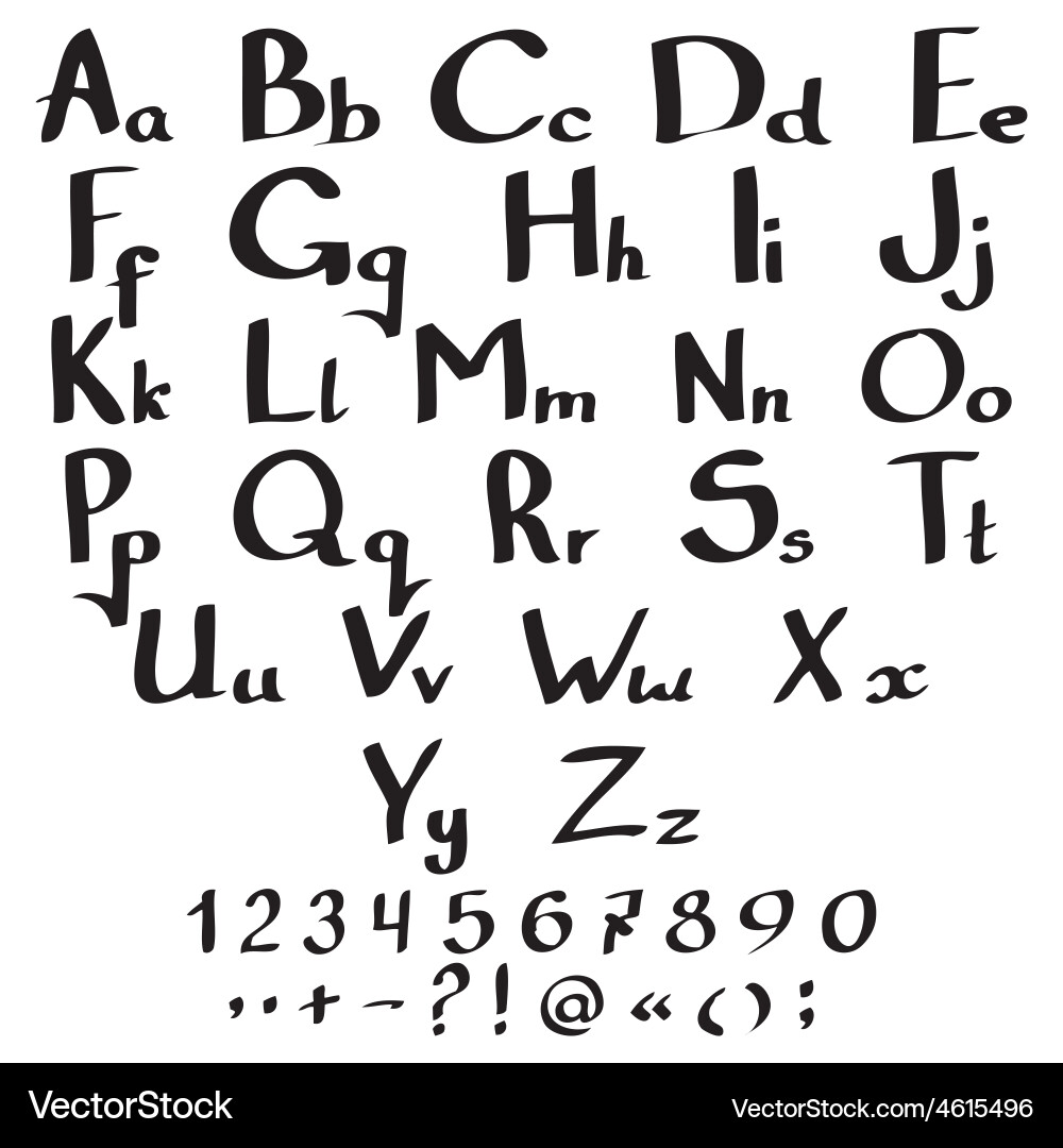 Set of letters and numbers Vector Image