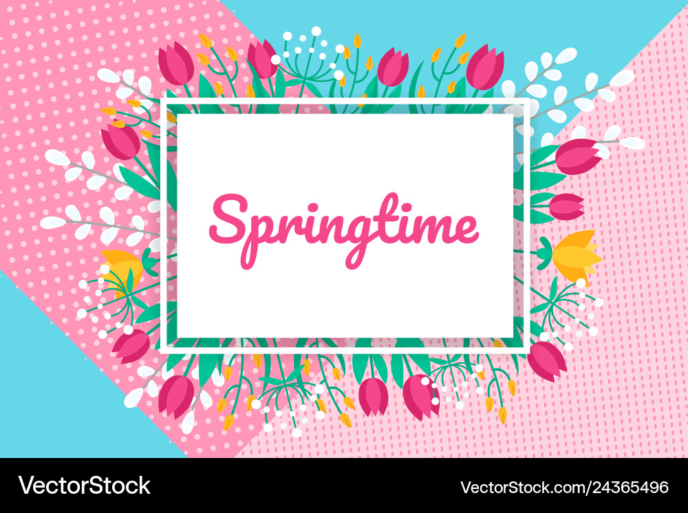 Springtime background with flat minimal Springtime background with flat minimal vector image