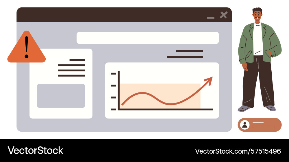 User monitoring dashboard with growth chart User monitoring dashboard with growth chart vector image