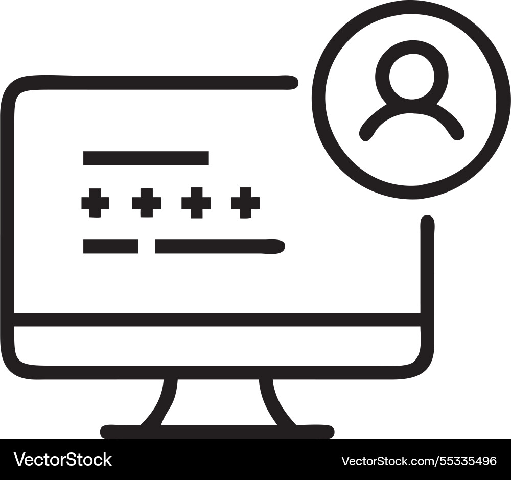 User typing login and password on computer screen vector image