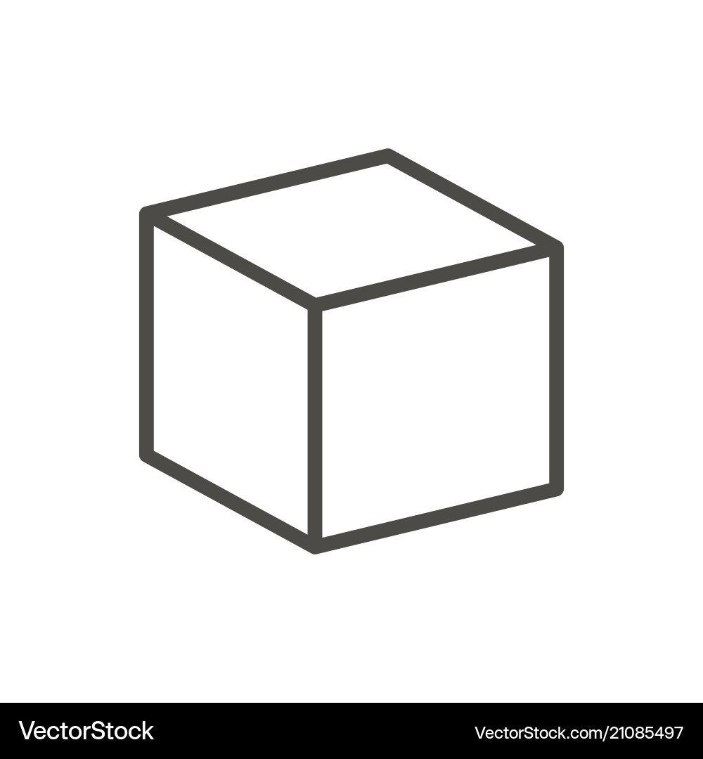 3D Cube Line Icon - Abstract Box vector image