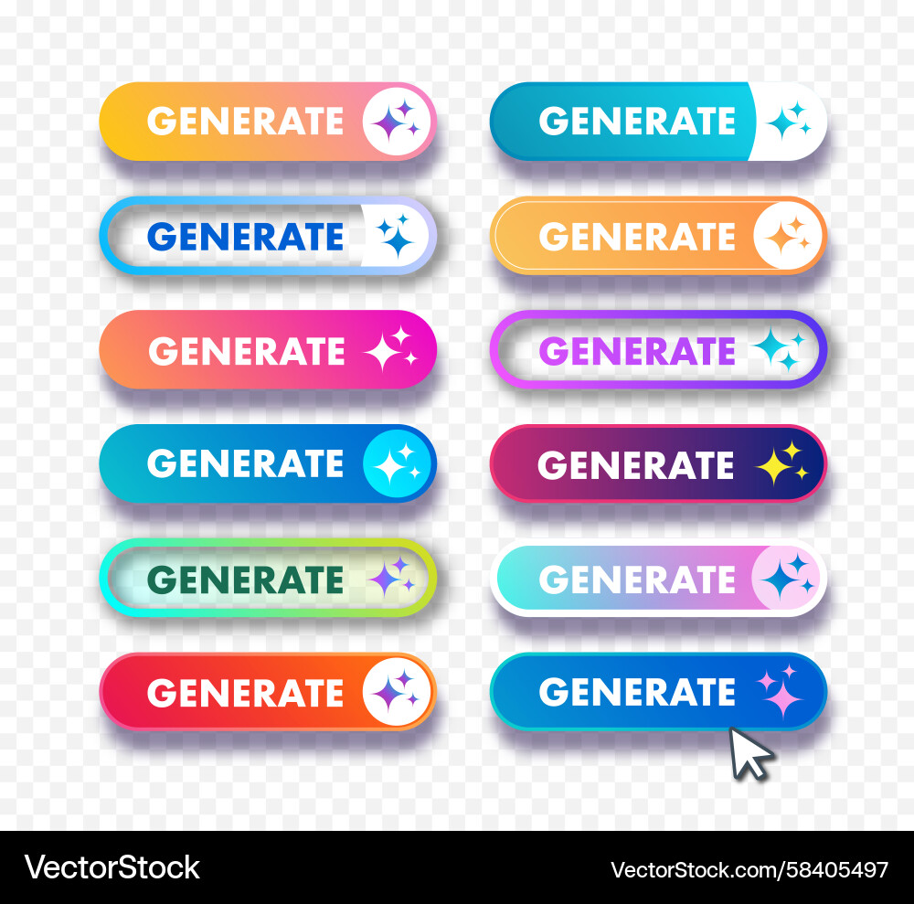 AI Button Set - Neomorphic Style Vector Image