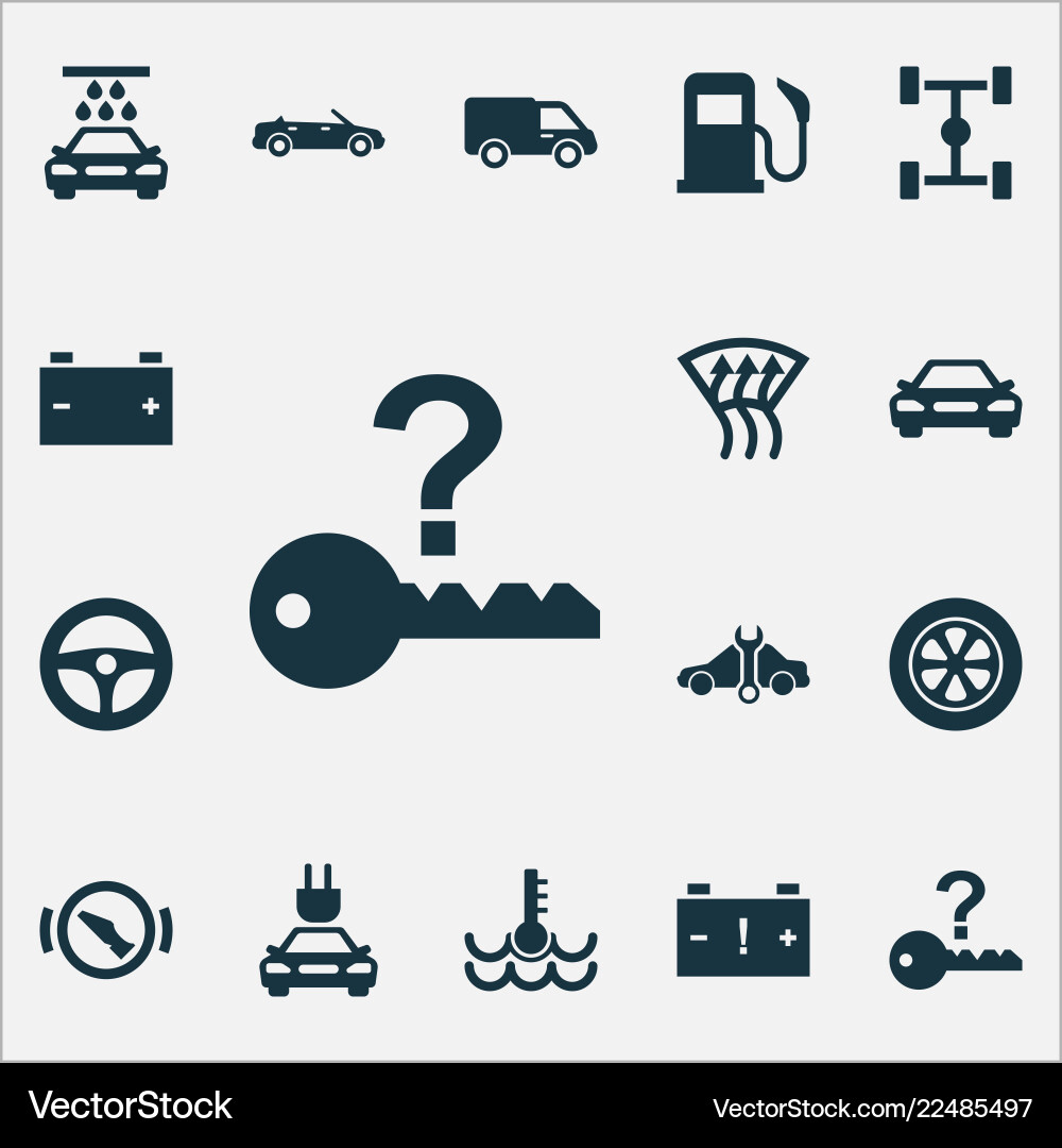 Auto icons set with temperature chassis caution Auto icons set with temperature chassis caution Vector Image