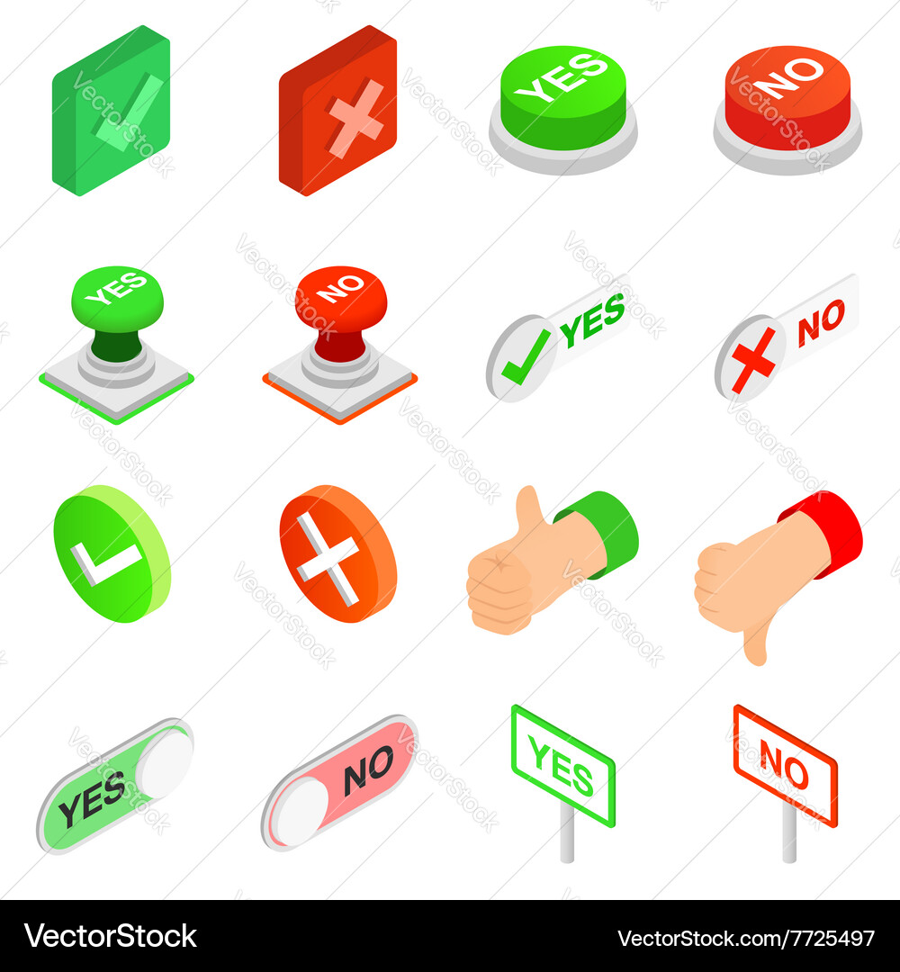 Check mark yes and no icons set Vector Image