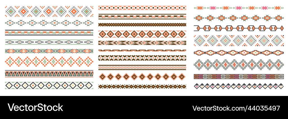 Colorful Ethnic Border Patterns vector image