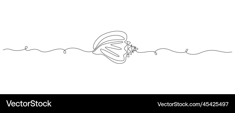 Continuous one line drawing of snail sea shell Continuous one line drawing of snail sea shell vector image