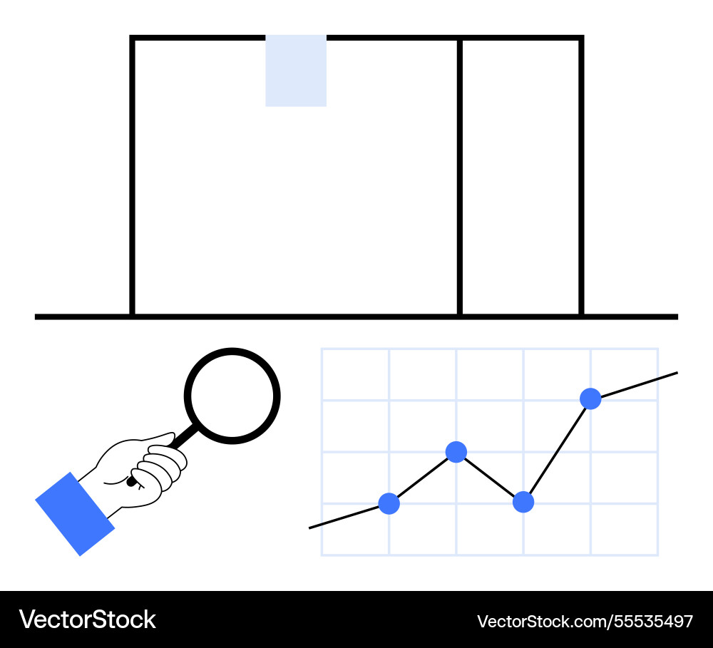 Data analysis with line chart magnifying glass Data analysis with line chart magnifying glass vector image