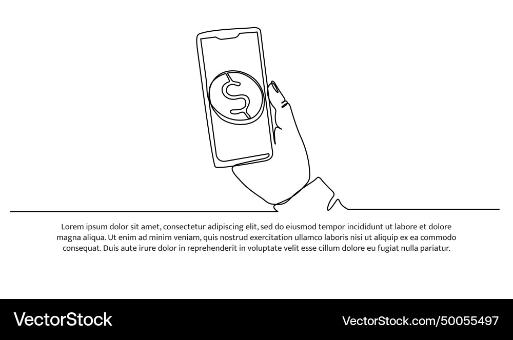 Digital payment and wallet one continuous line Vector Image