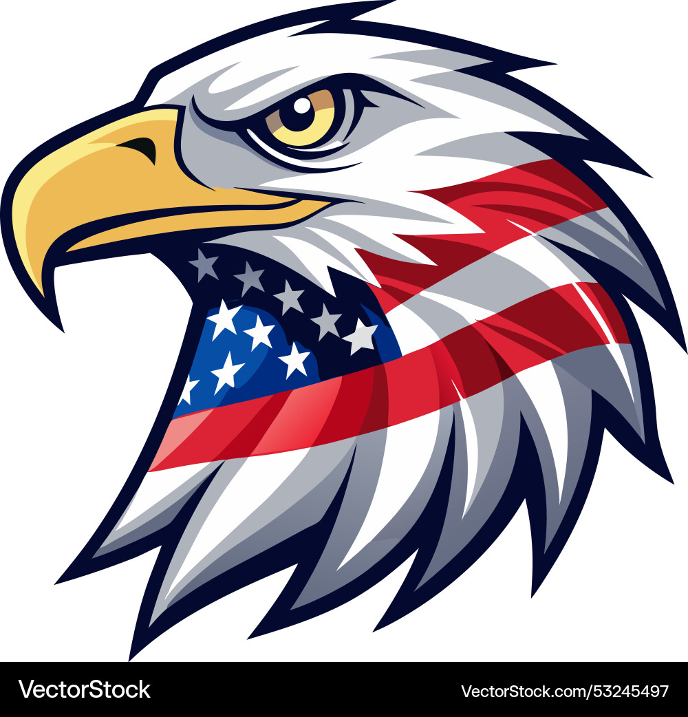 Eagle head with american flag pattern Royalty Free Vector