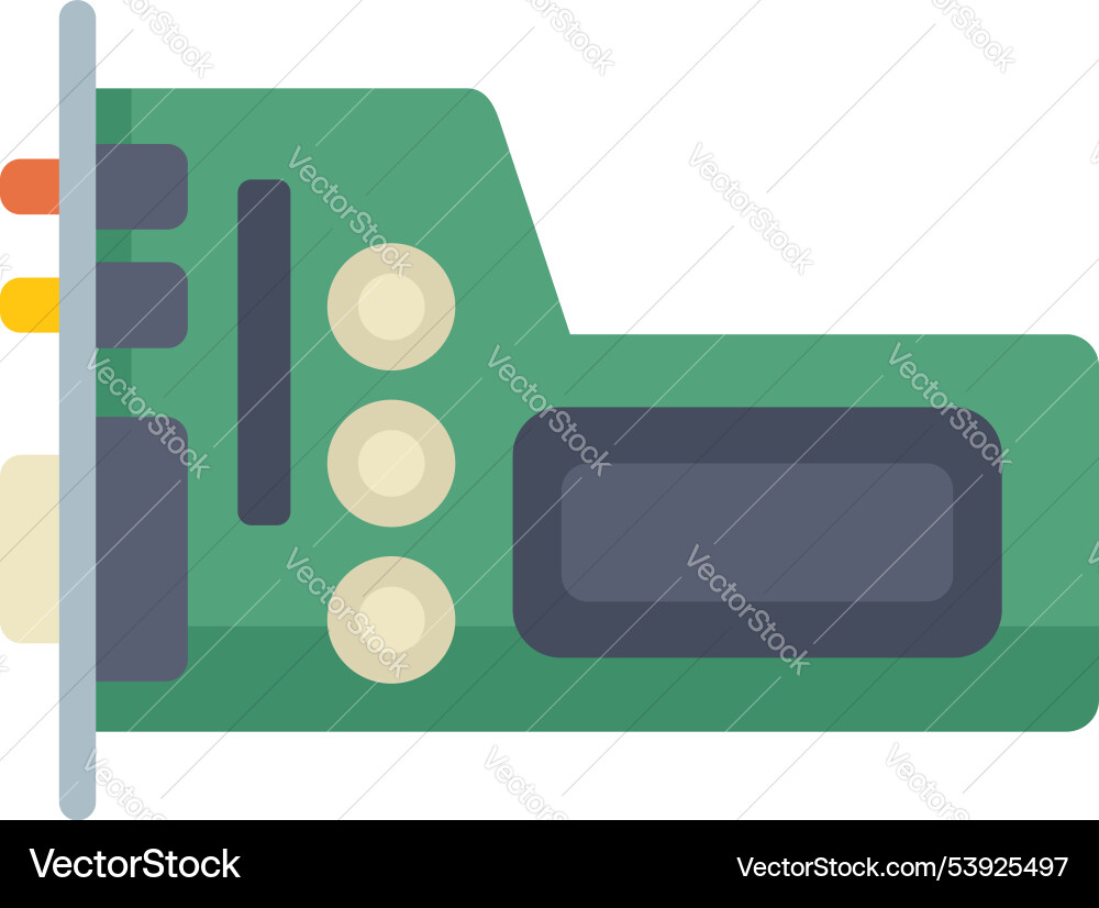 Green sound card component for computer Vector Image