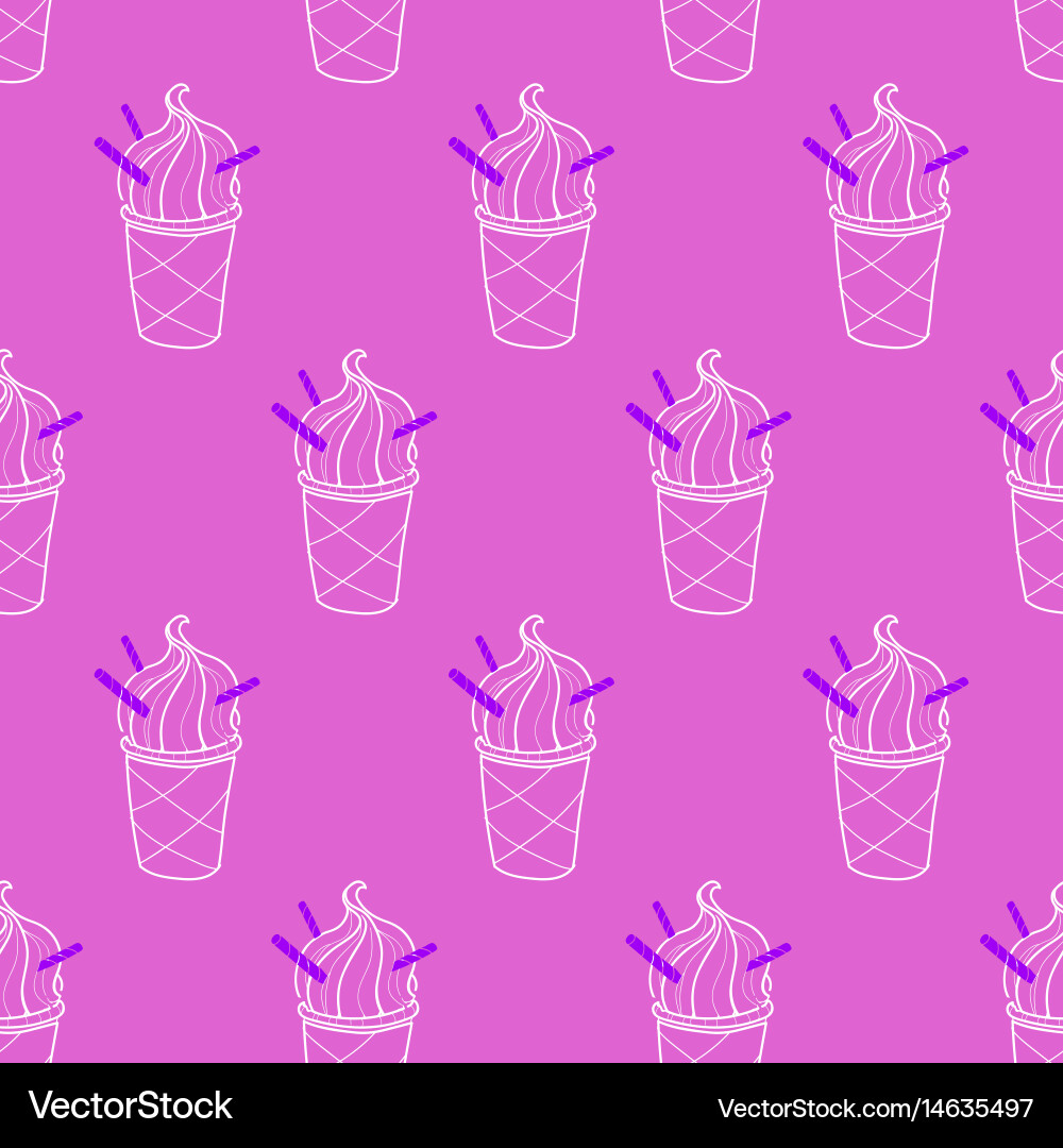 Ice cream easy pattern linear-06 Vector Image