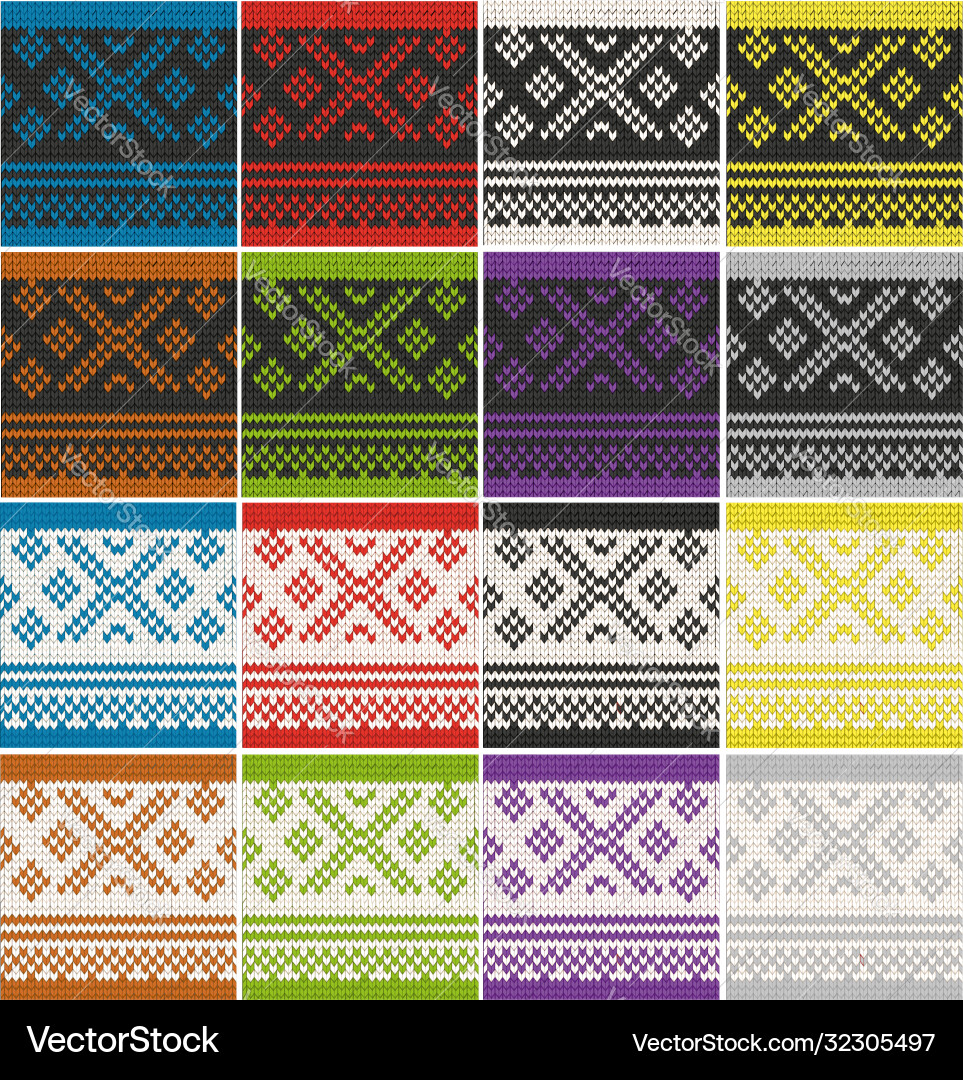 Knitted wool pattern color threads Vector Image