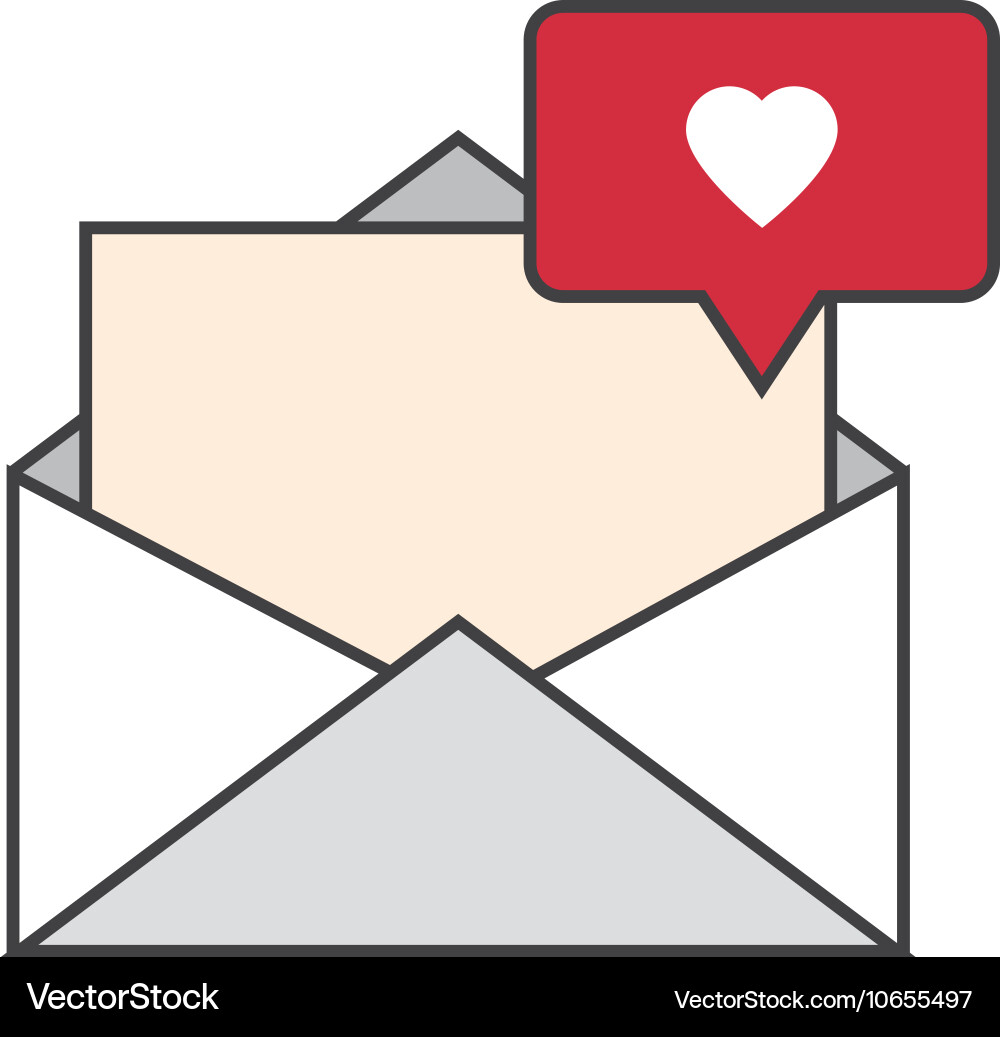 Message envelope and heart notification icon Vector Image