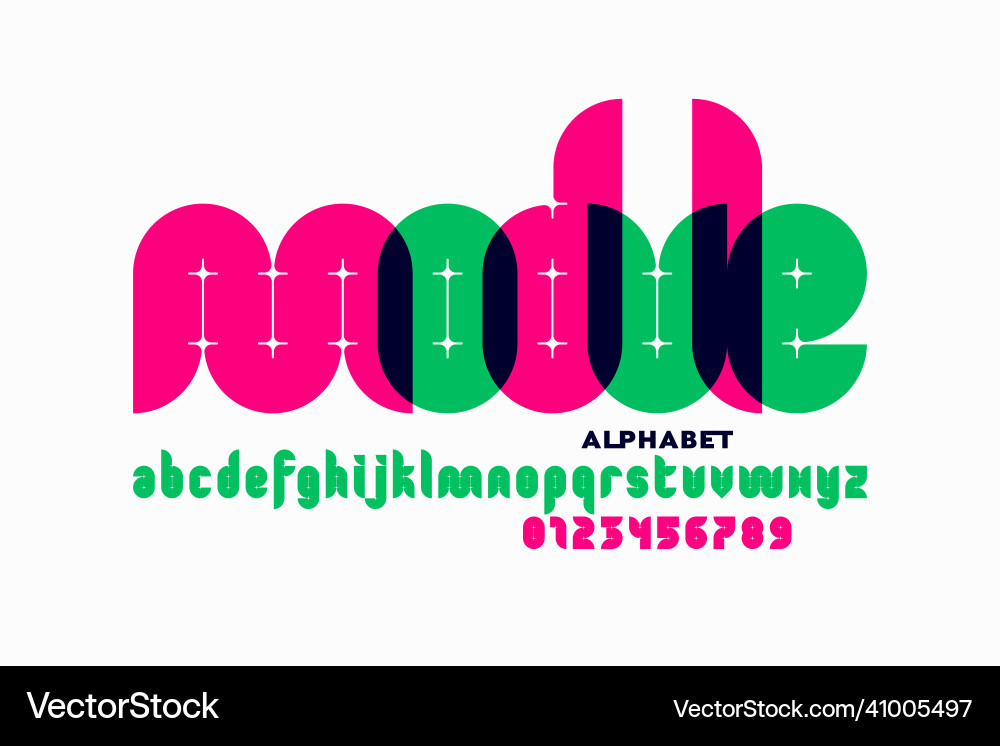 Modular style font alphabet letters and numbers Vector Image