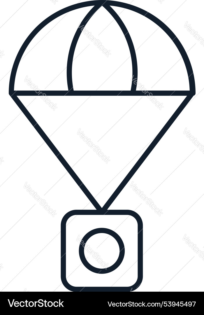 Parachute module landing in outline style Parachute module landing in outline style vector image