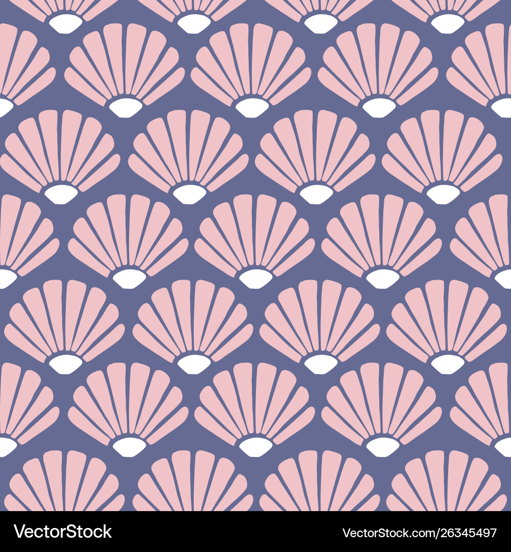 Pink seashells in a seamless pattern design Pink seashells in a seamless pattern design Vector Image