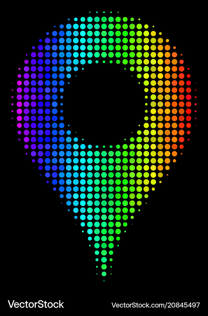 Spectrum dotted map pointer icon Vector Image