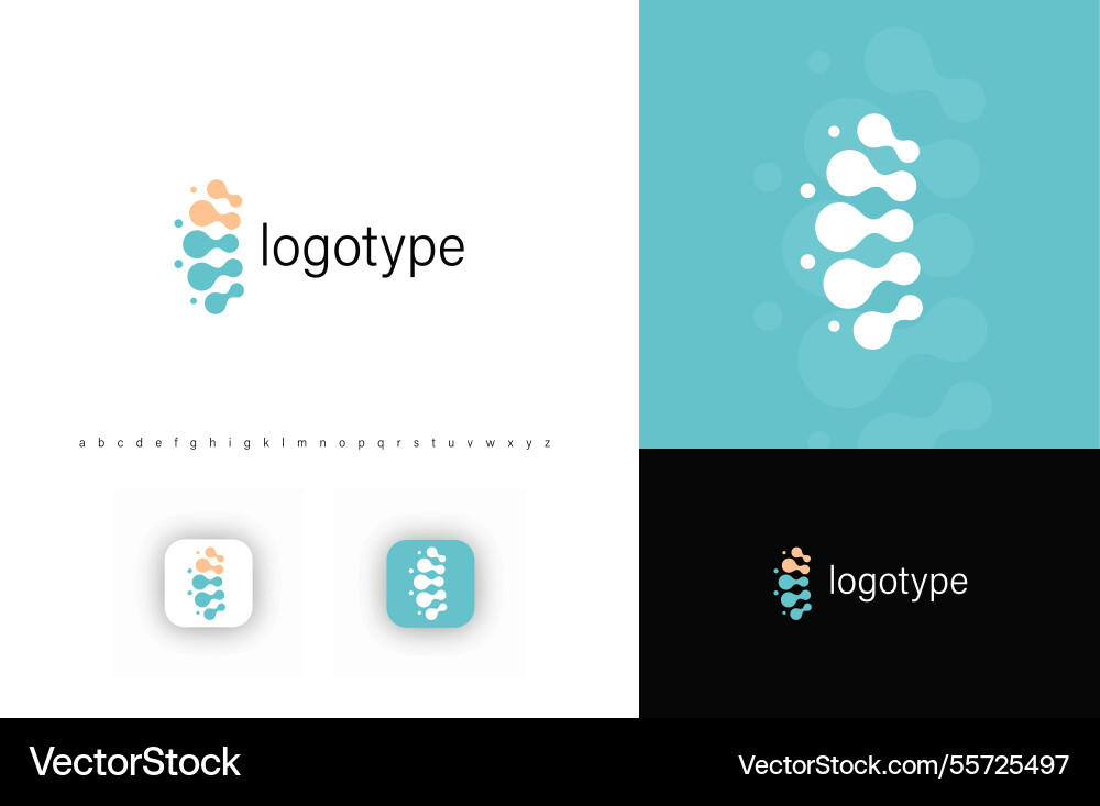 Spine logo with fusion dots symbolizing health Spine logo with fusion dots symbolizing health vector image