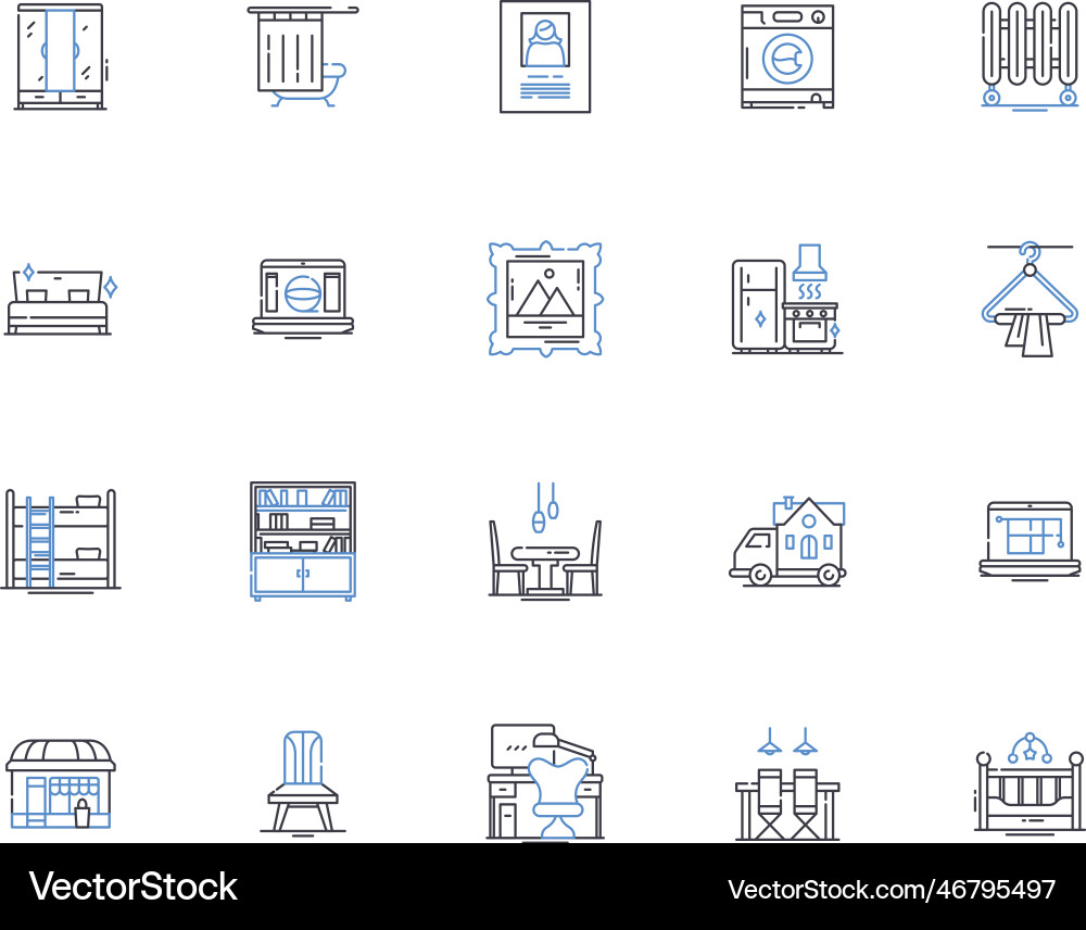 Textile design line icons collection pattern Vector Image