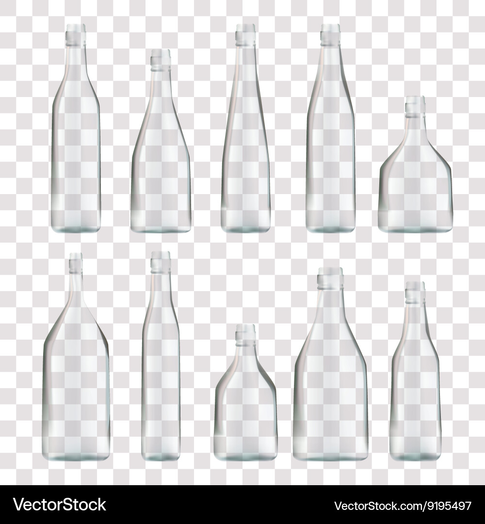 Transparent Empty Bottles Collection vector image