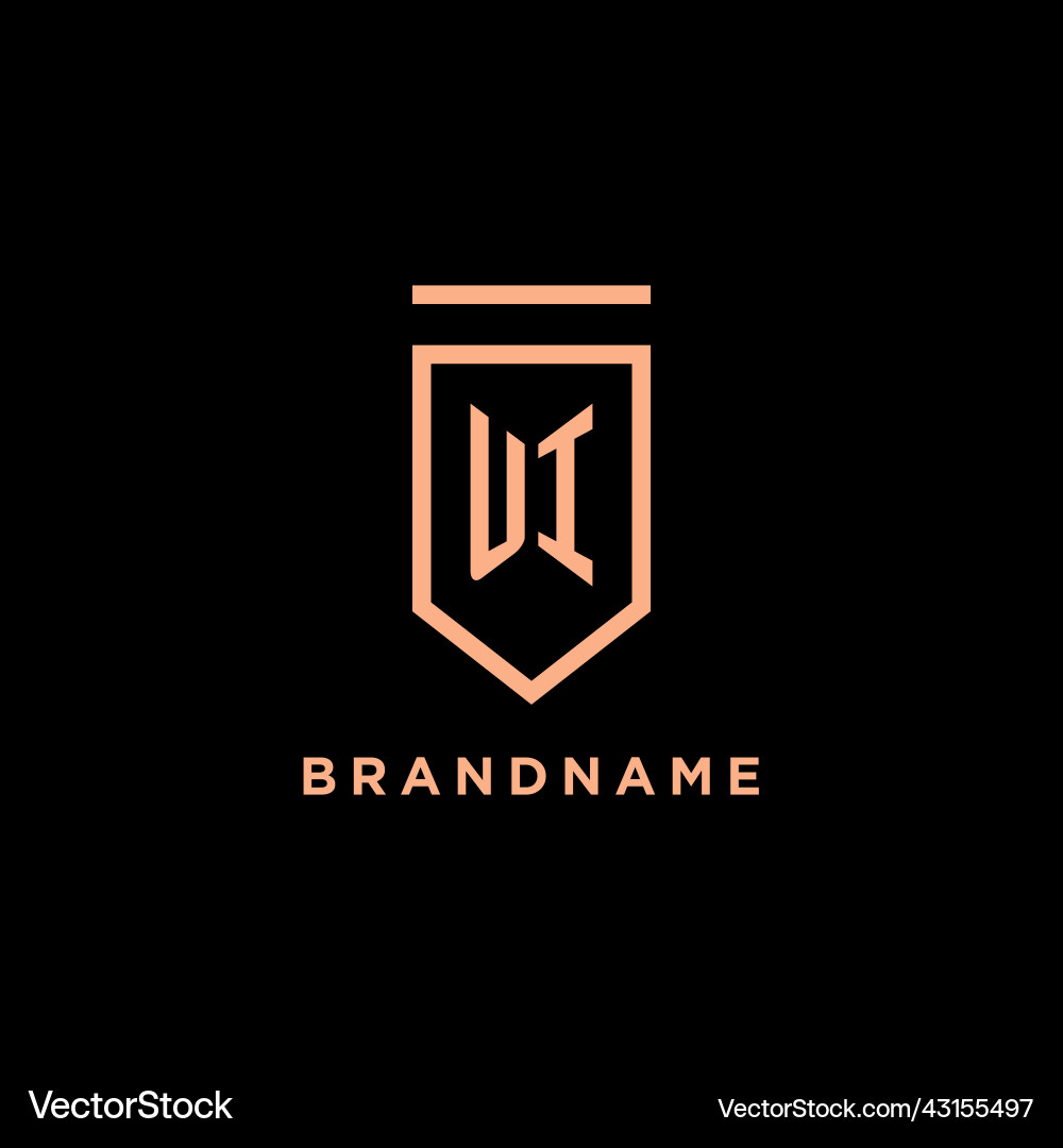 Ui monogram initial with shield logo design icon Vector Image