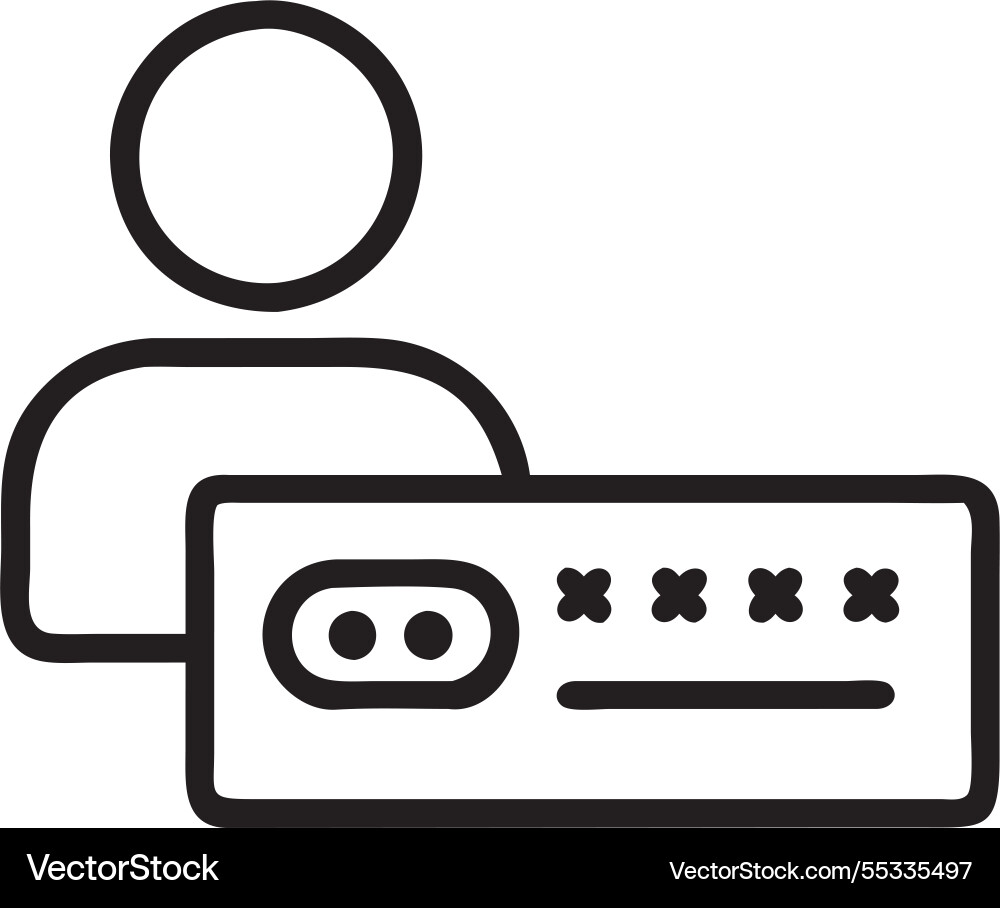User typing login and password symbolizing vector image