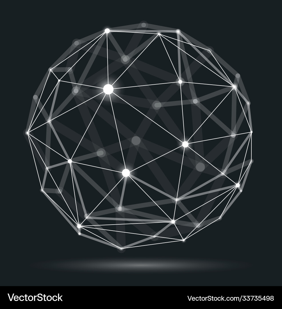 3D Mesh Sphere with Connected Dots Vector Image