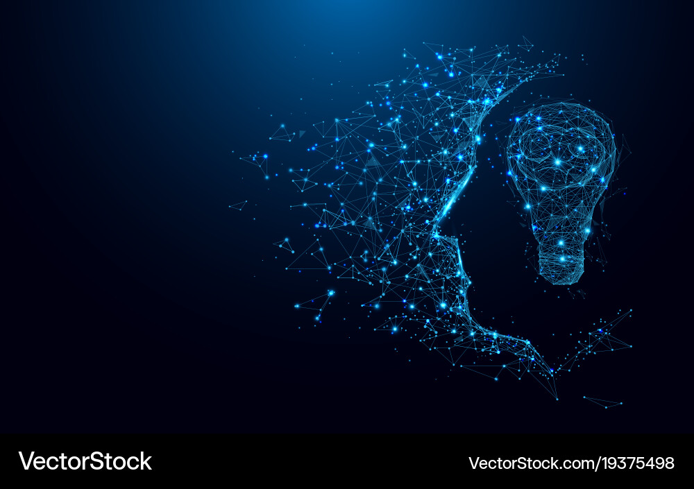 Abstract Head with Lightbulb Network vector image