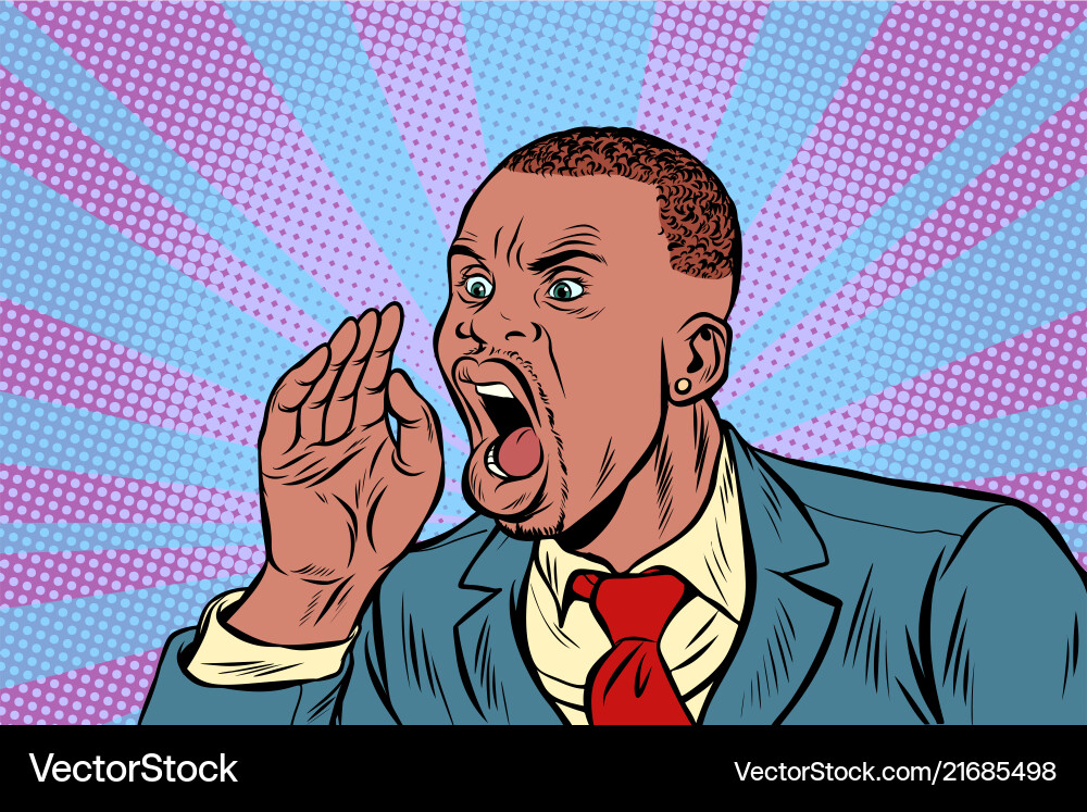 African businessman shouts calling vector image