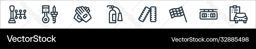 Auto racing line icons linear set quality Auto racing line icons linear set quality Vector Image