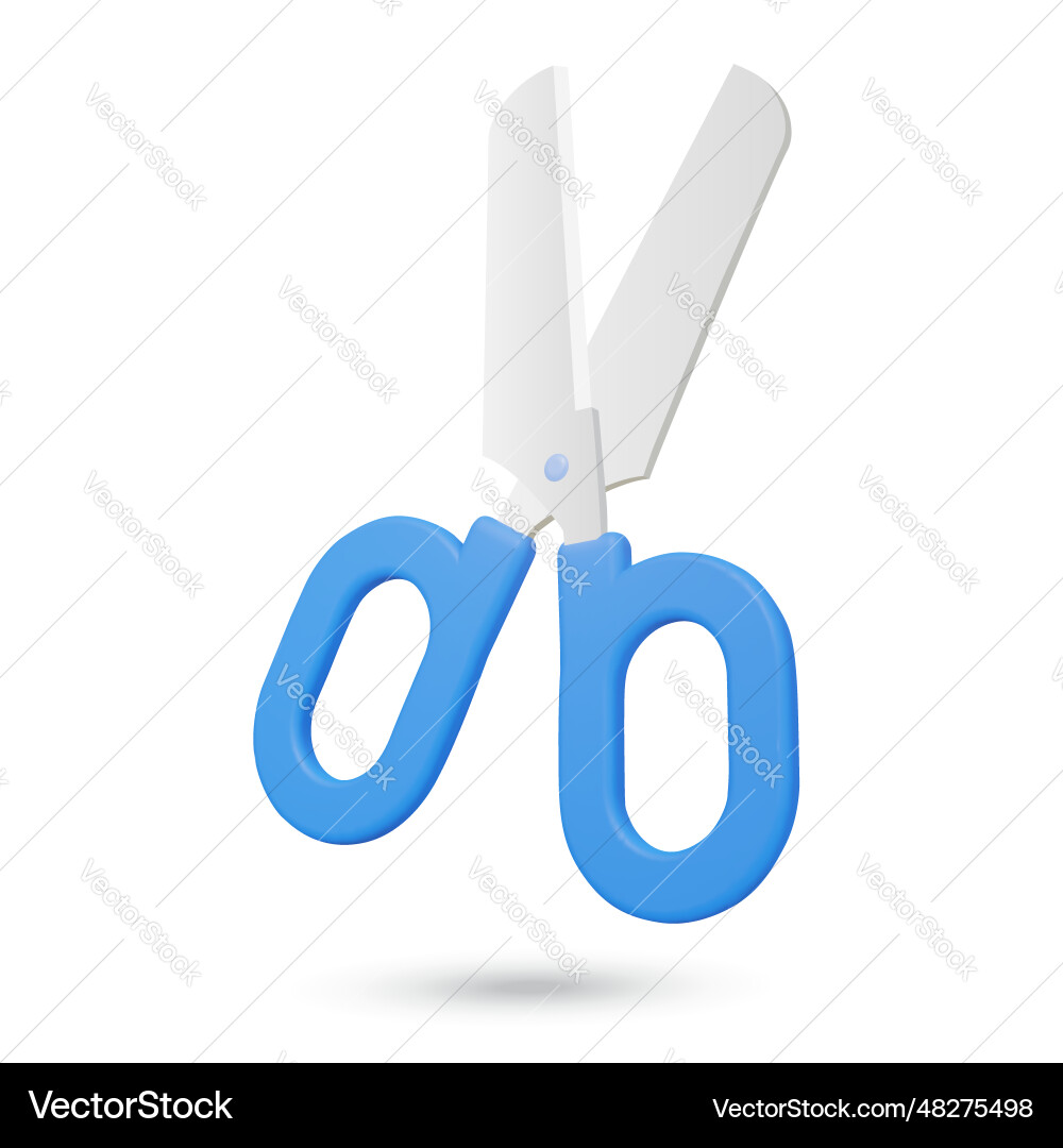 Blue 3d realistic scissors with handles Vector Image