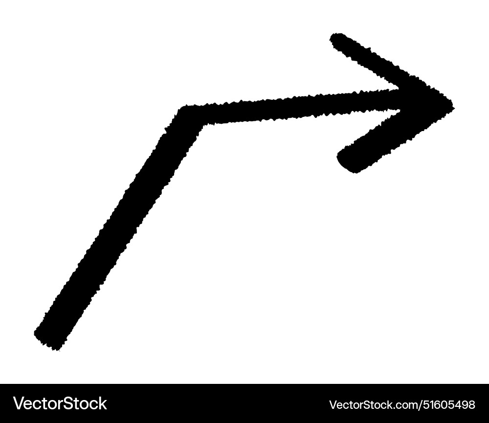 Brush-styled rightward arrow with angled line Vector Image