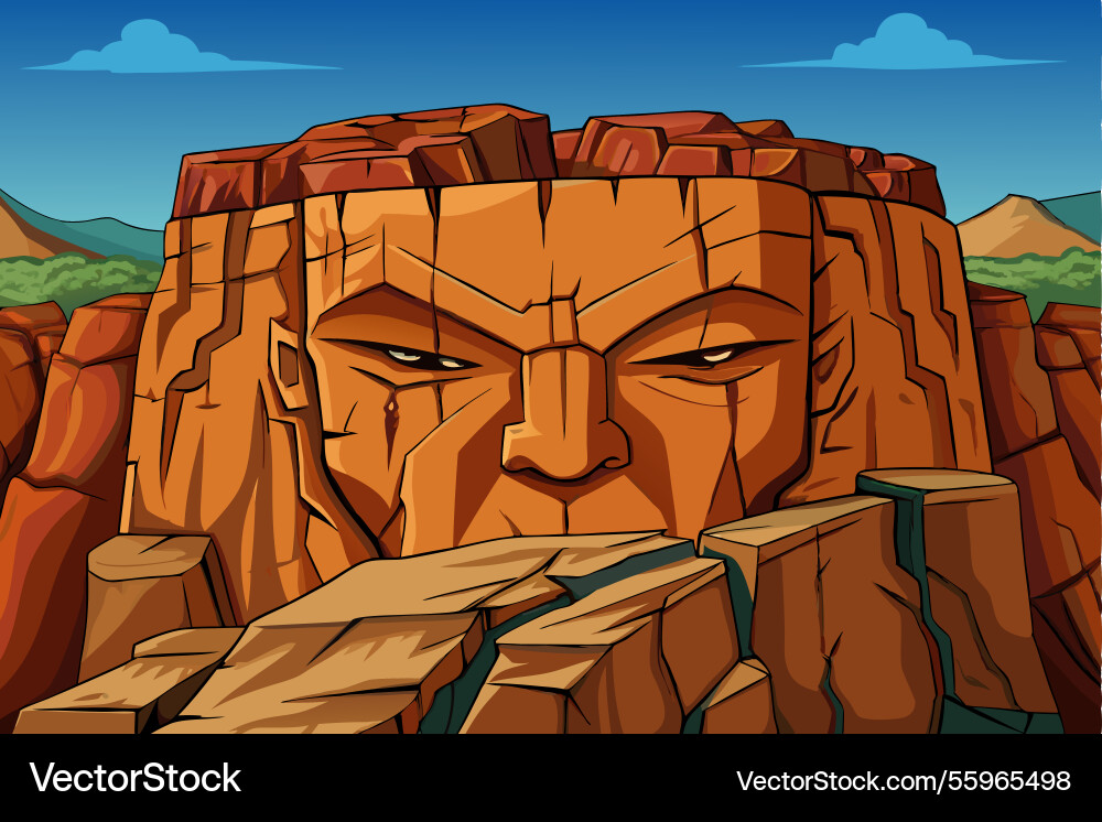 Carved rock face with cracks and sharp angles Vector Image