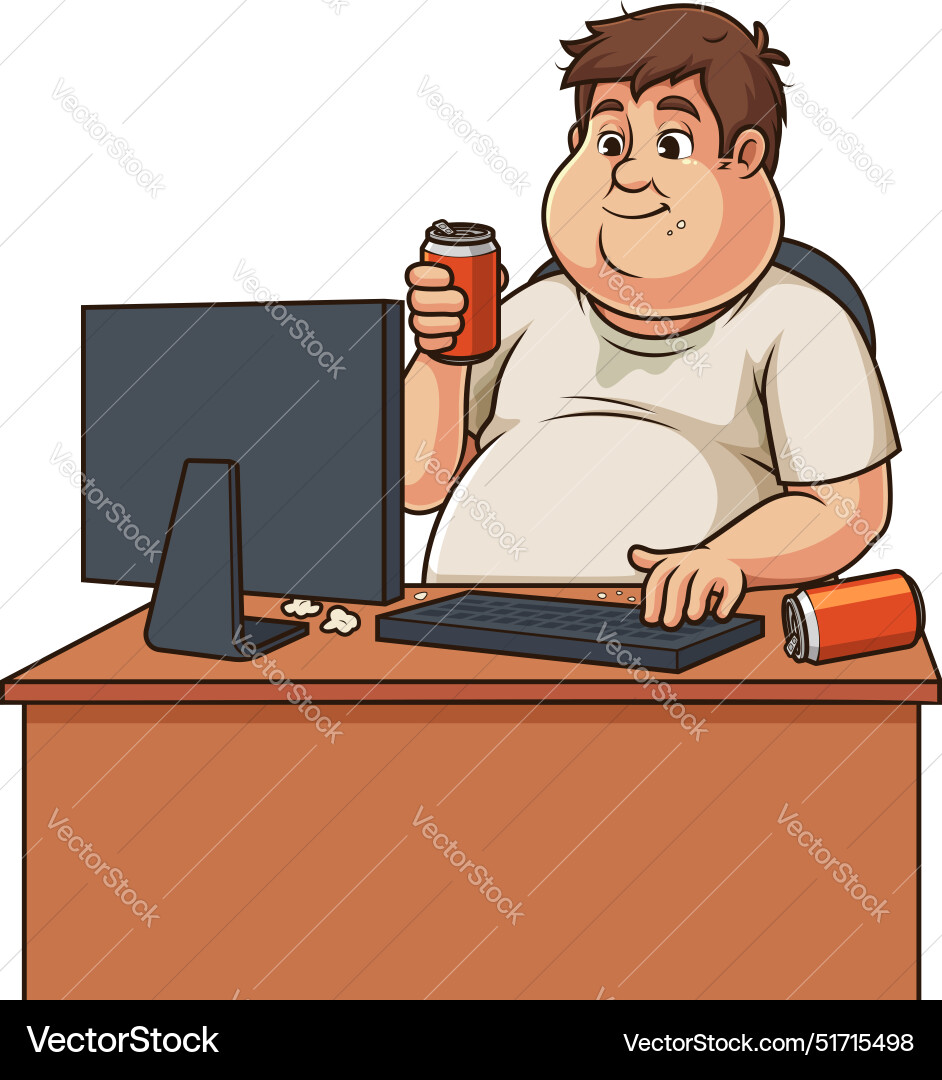 Chubby Gamer trinken während Cartoon spielen Chubby Gamer trinken während Cartoon spielen vektorbild
