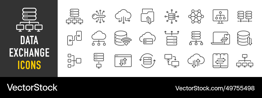 Data exchange web icons in line style traffic Vector Image