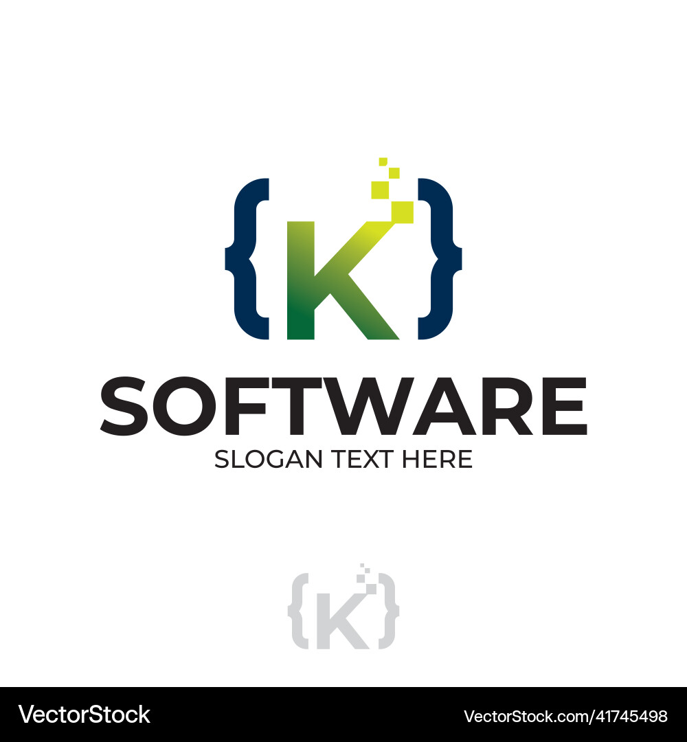Digital code logo with letter k design coding Vector Image