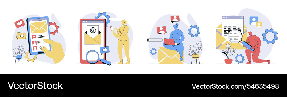 Email service concept set in flat design for web Email service concept set in flat design for web vector image