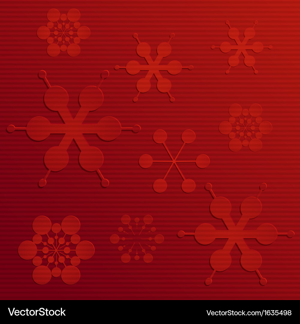 Embossed paper snowflake background on red Vector Image