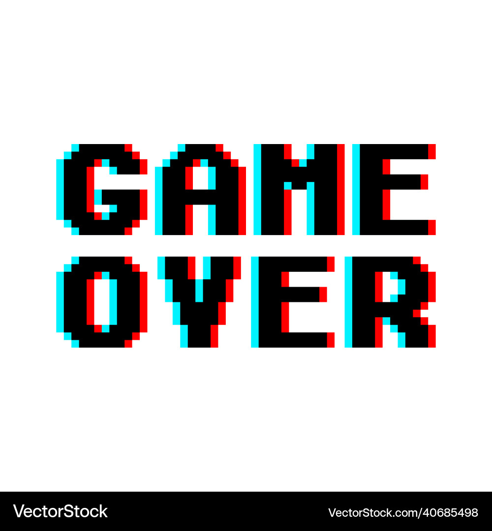 Game over in retro pixel art design glitch Vector Image