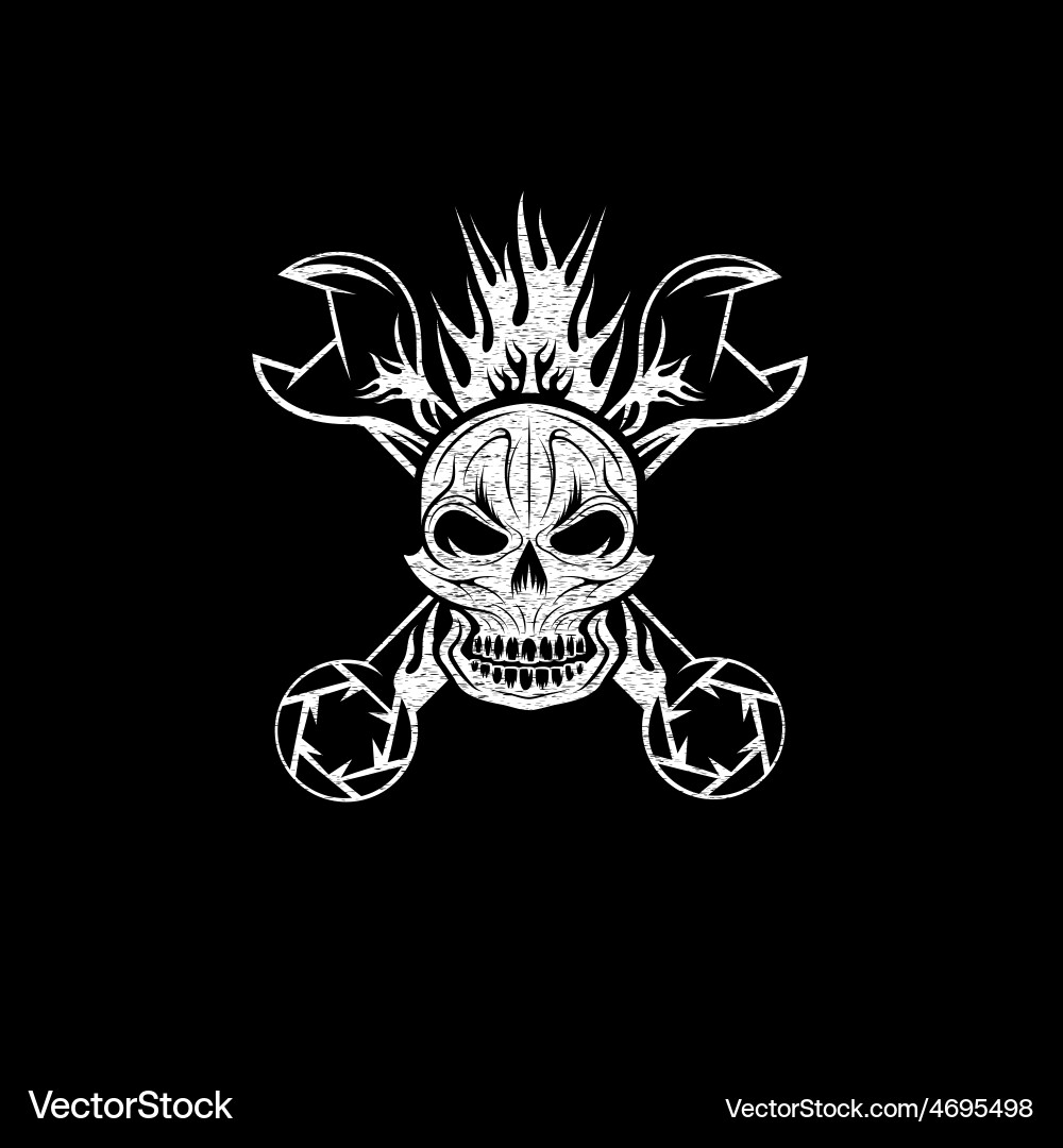 Grunge Crest mit Skullflame und Spannern Vektorbild