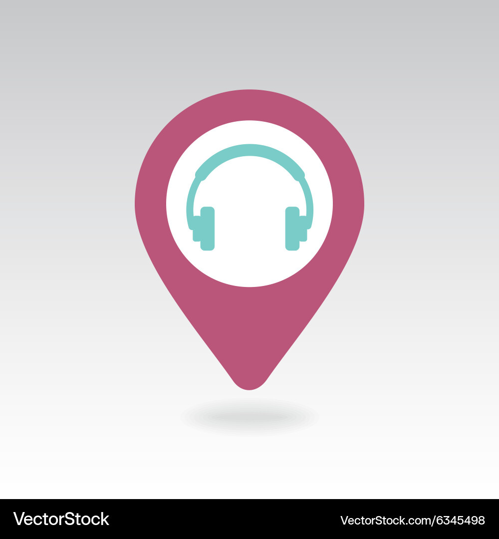 Headphone pin map icon pointer markers Vector Image
