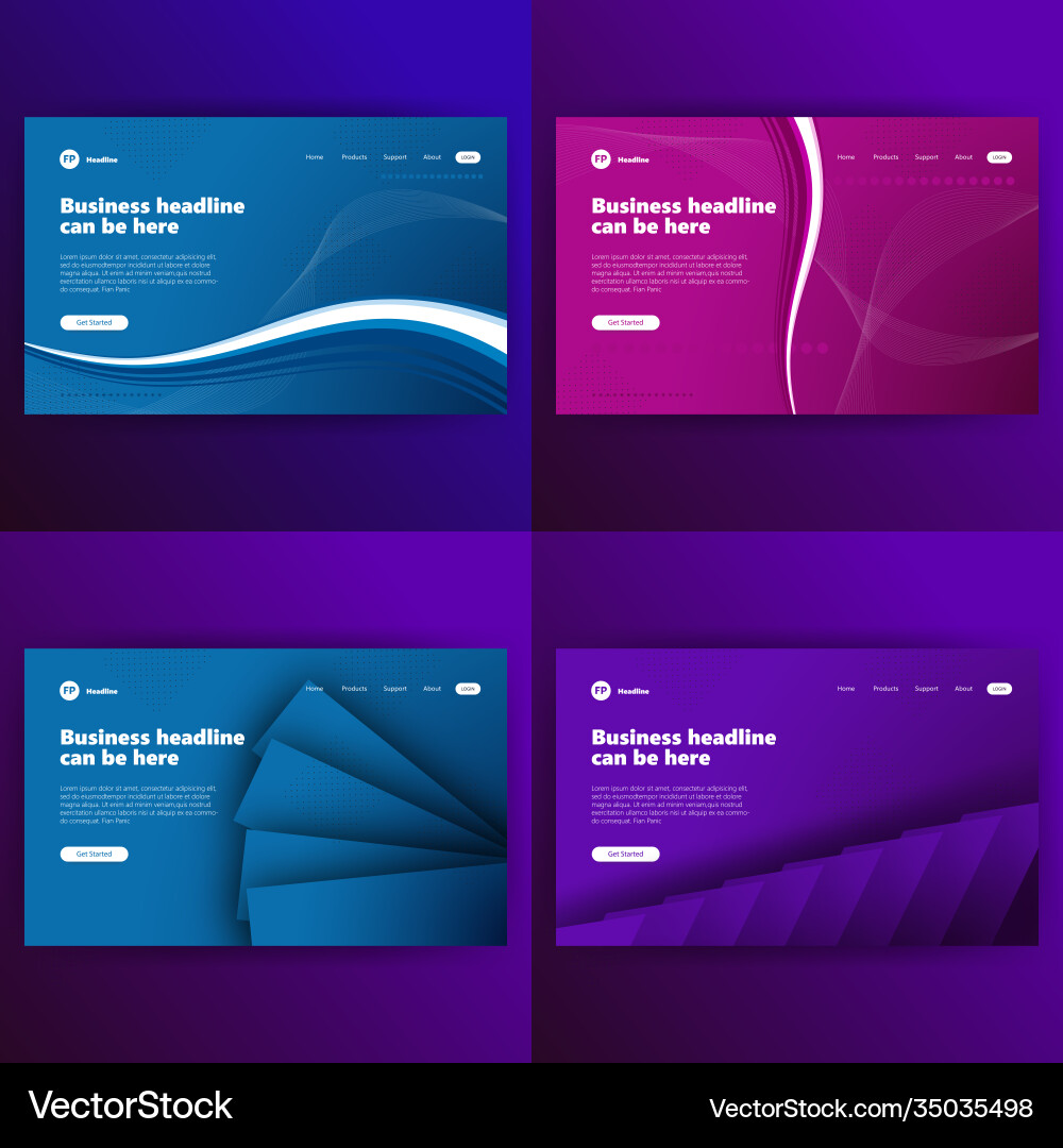 Landing page template with gradient modern webpage Landing page template with gradient modern webpage Vector Image