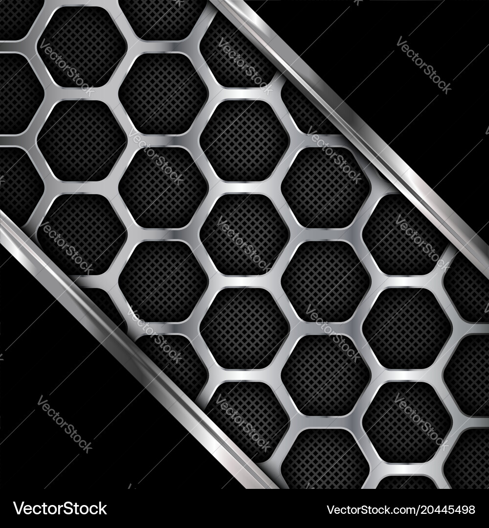 Metallic Hexagon Grid Background Vector Image