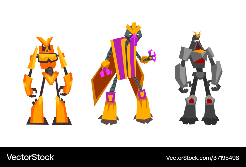 Robot transformers set powerful robots fantasy Robot transformers set powerful robots fantasy Vector Image