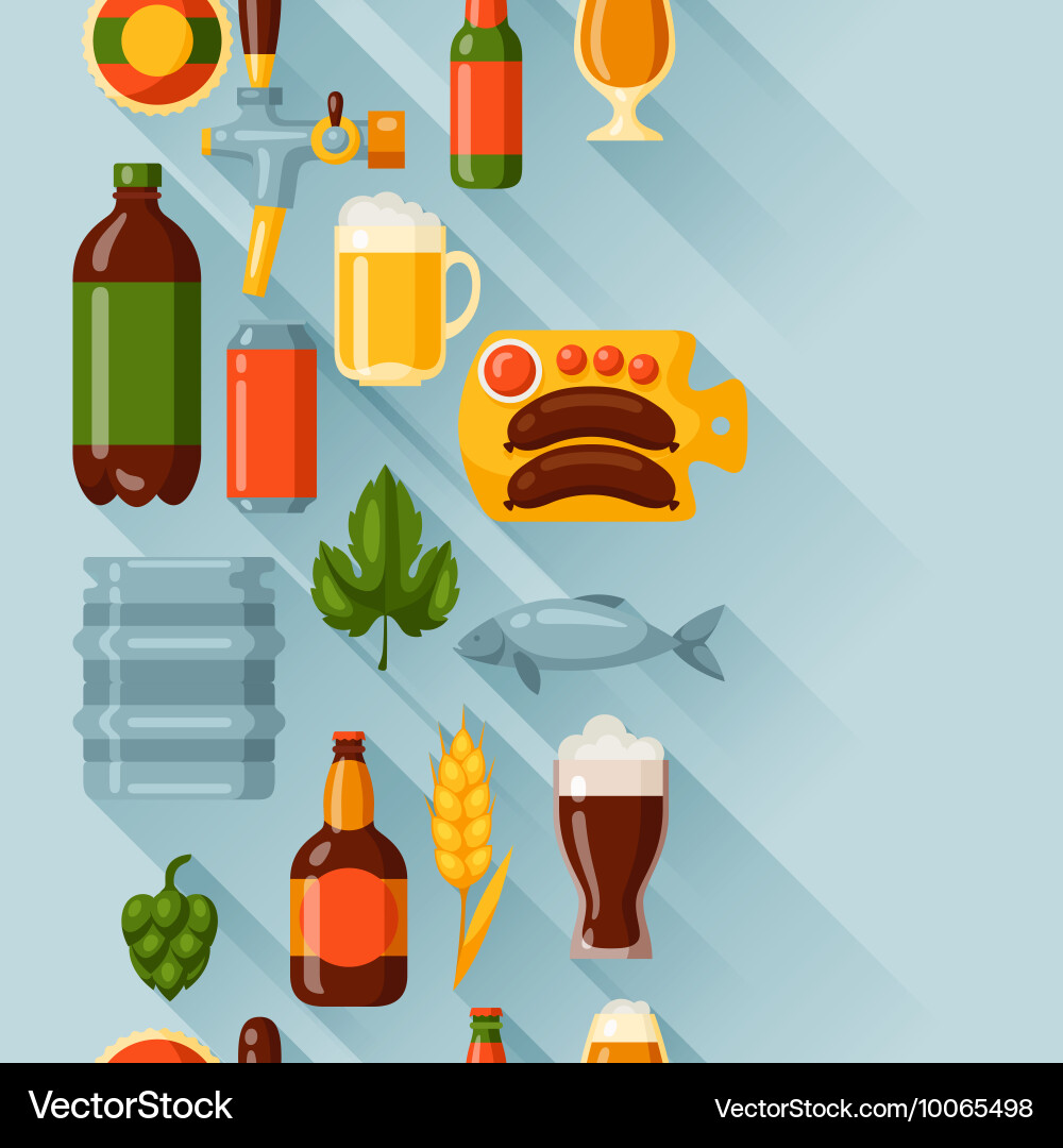 Seamless pattern with beer icons and objects Vector Image
