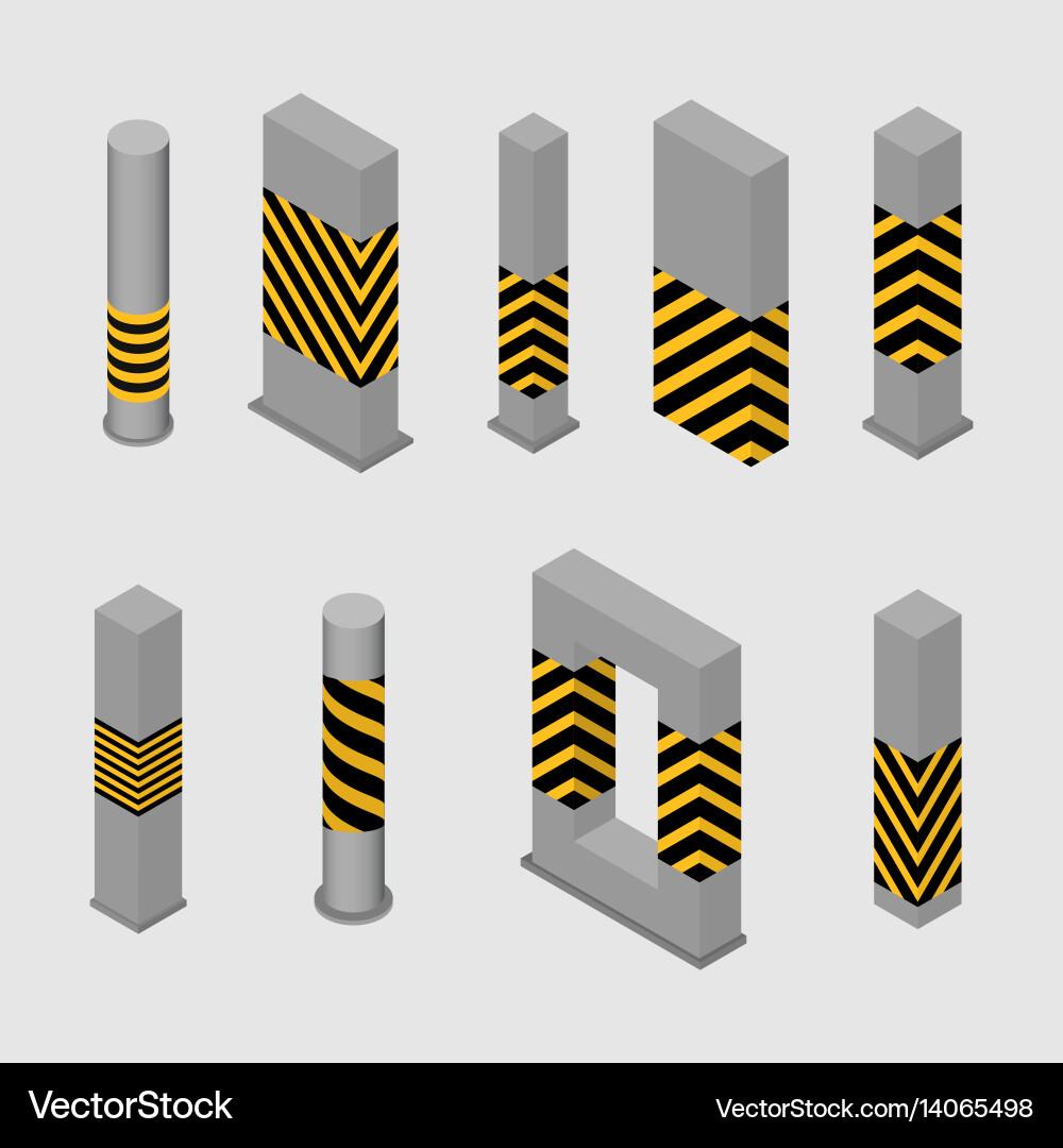 Set of concrete columns and pillars Vector Image