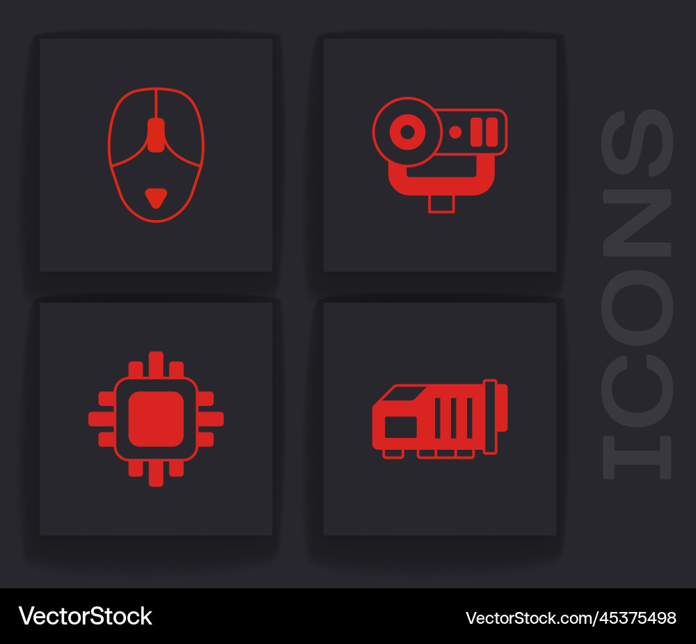 Set video graphic card computer mouse web camera Vector Image
