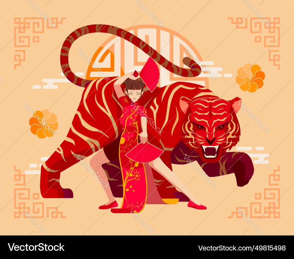 Year of the tiger chinese zodiac vector image